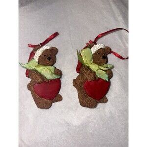 Kurt Adler Christmas Teddy  Bear Ornament With Green Bow